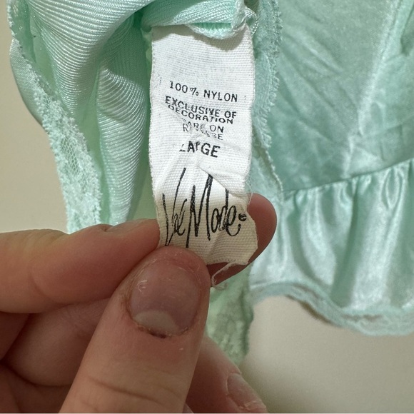 Women’s Vintage Val Mode Blue Lace Sheer Silky Sexy Lingerie Tank Top Size: L - Picture 11 of 15